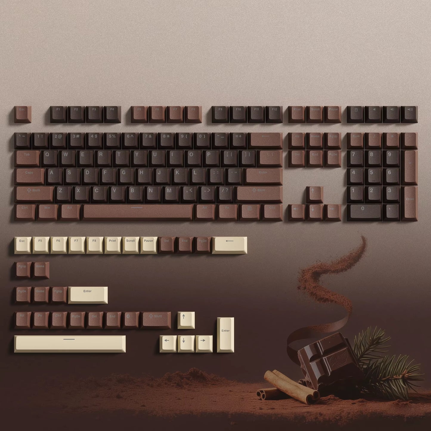 138 Keys Retro Brown Gray PBT Keycap Double Shot Cherry Profile Key Caps for Cherry MX Switches Mechanical Gamer Keyboard