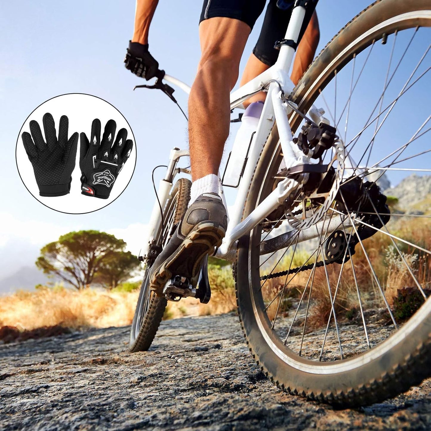 Motorcycle Gloves Riding Dirty Bike Gloves Racing Winter Power Sports Supplies for Riding Cycling Hiking Outdoor(Black,7.09 X 3.55 Inches)