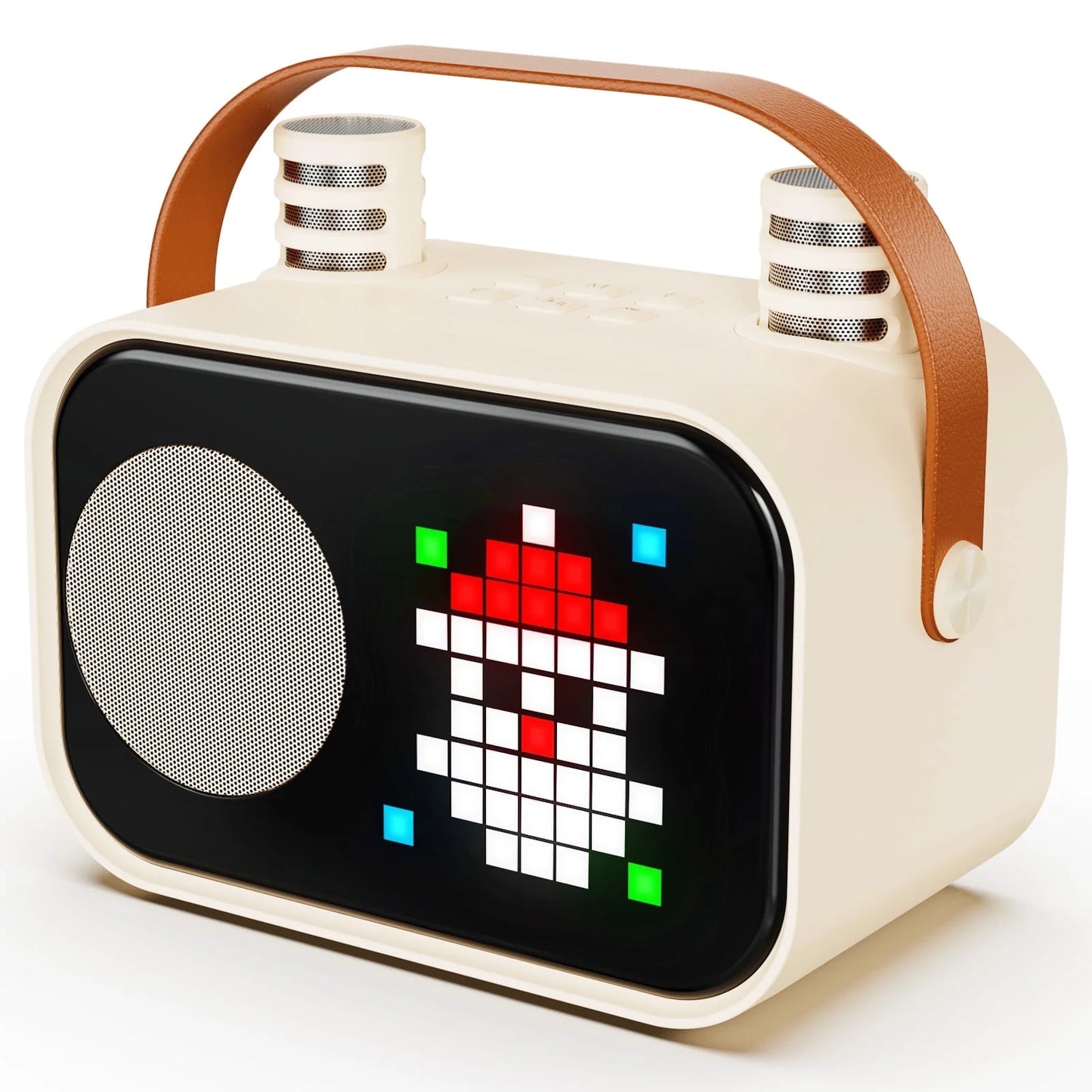 Karaoke Machine, Bluetooth Speaker with Microphone, Kids Karaoke Machine, 15 Animation Modes, Best Christmas Gift, Beige