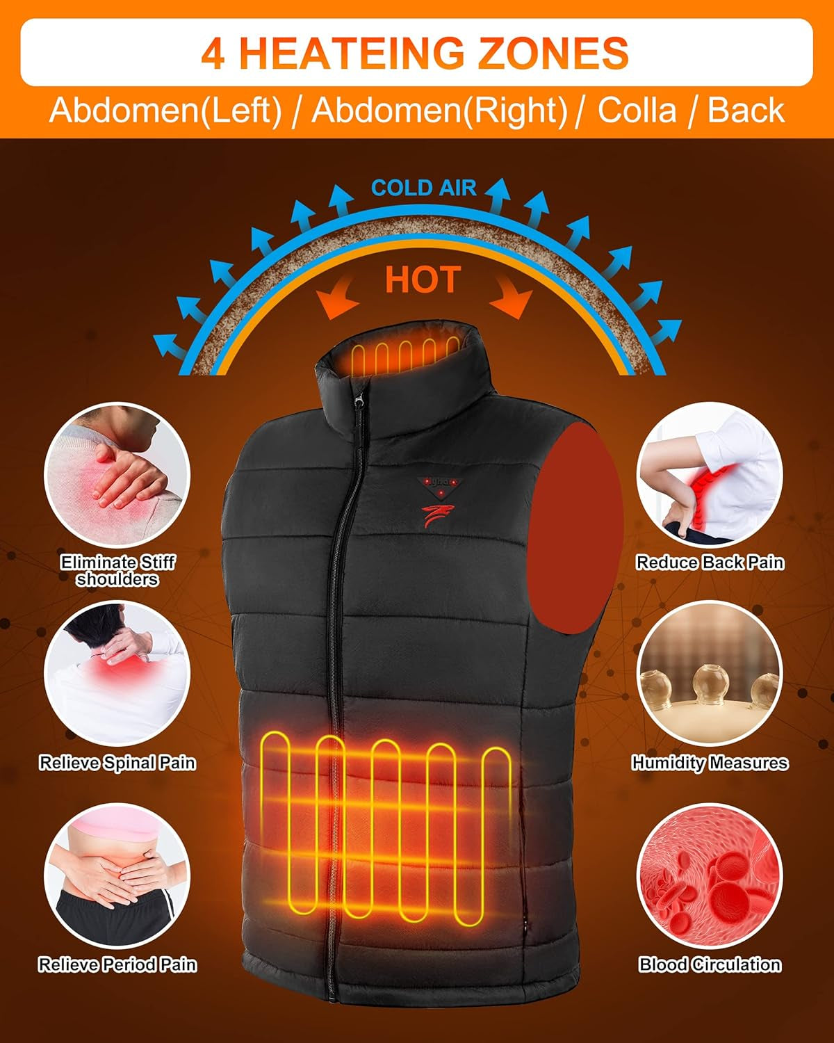 Mens Heated Vest Withbattery Pack Included, 8 Heated Zones, Warming Heated Vest for Hiking/Golfing, Lightweight Heating Vest